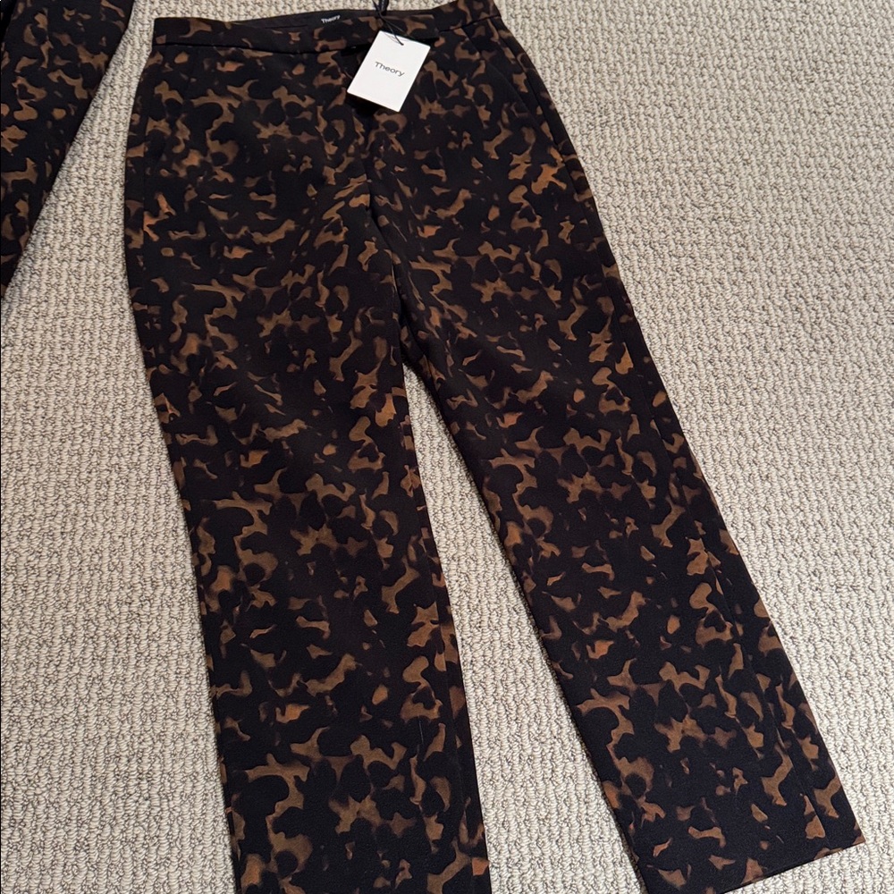 Theory Black and Brown Patterned Pants